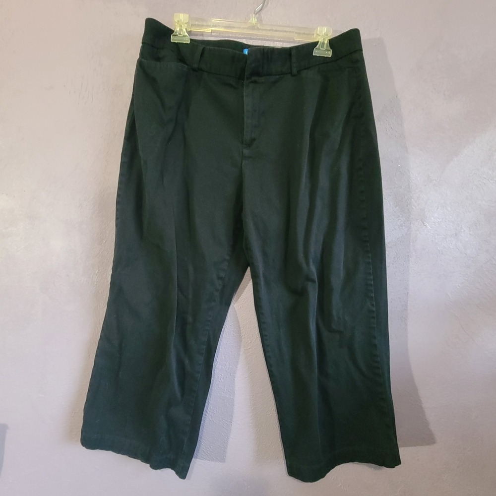 Dockers Cropped Pants Women 14 Black Nouveau Fit Stretch Wide Leg Trousers